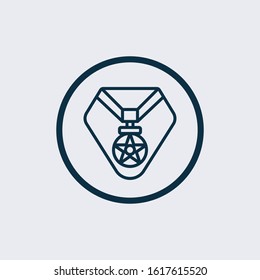 Medal of Valor. Medal of Honor. War Military Award. Flat Vector Icon. Simple black symbol on white background