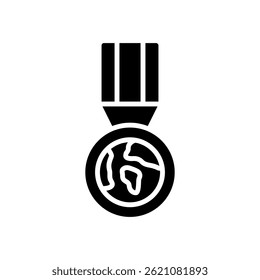 Medal Vector for Award and Achievement Recognition – Winner badge illustration, sports and competition prize icon. Glyph Icon