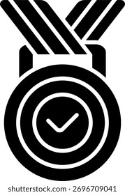 Diseño de Vector de medalla en estilo moderno, concepto de reconocimiento de Aprobación de premios y logros, ilustración de certificación. Icono de glifo