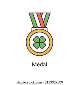 Medal Vector Filled Outline Icon Design illustration. St Patrick's Day Symbol on White background EPS 10 File