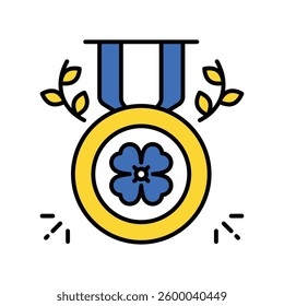 Medal vector filled outline icon. EPS 10 file