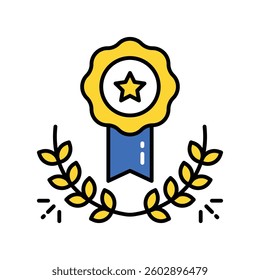 Medal vector filled outline icon. EPS 10 file