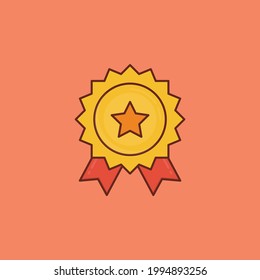 medal vector flat colour icon
