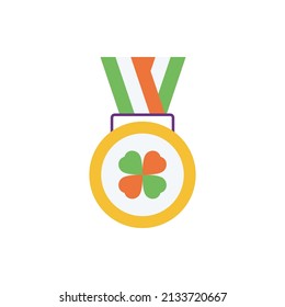 Medal Vector Flat Icon Design illustration. St Patrick's Day Symbol on White background EPS 10 File