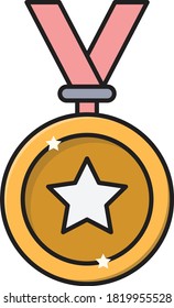icono de línea plana vectorial de medalla 
