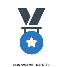 medal vector glyph flat icon 
