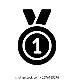 icono plano de glifo vectorial de medalla 