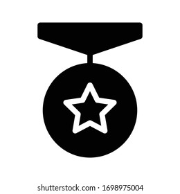 icono plano de glifo vectorial de medalla 
