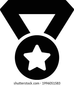 medal vector glyph flat icon