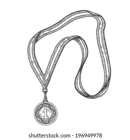 medal, vector hand drawing