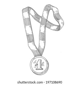 Olympic Medals Drawing : Gold Bronze And Silver Three Medals In Gold