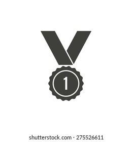 Medal - vector icon in black on a white background.