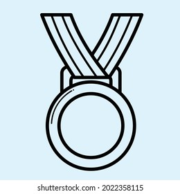 Esquema negro del icono del vector de medallas