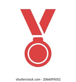 Medal vector icon. Red symbol