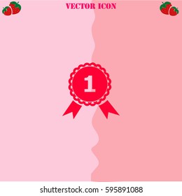 Medal vector  icon. Strawberry Background.