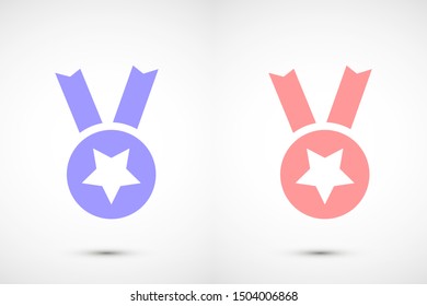 Medal vector icon. Medal for troops badge icon. medal of merit badge. Medal for workers badge icon. 10 EPS flat design.