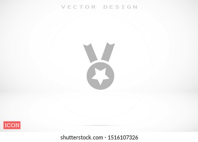 Medal vector icon. Medal for troops badge icon. medal of merit badge. Medal for workers badge icon. 10 EPS flat design.