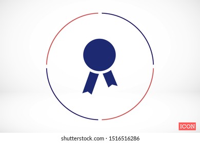 Medal vector icon. Medal for troops badge icon. medal of merit badge. Medal for workers badge icon. 10 EPS flat design.