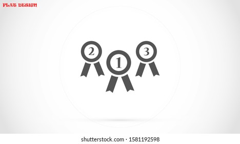 Medal vector icon. Medal for troops badge  icon. medal of merit badge. Medal for workers badge  icon.  10 EPS flat design.