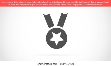 Medal vector icon. Medal for troops badge  icon. medal of merit badge. Medal for workers badge  icon.  10 EPS flat design.