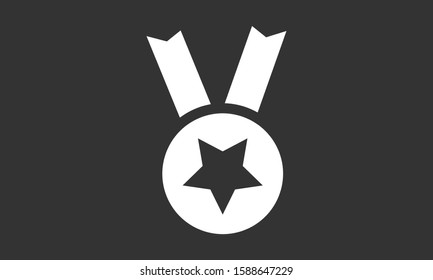 Medal vector icon. Medal for troops badge icon. medal of merit badge. Medal for workers badge icon. 10 EPS flat design.