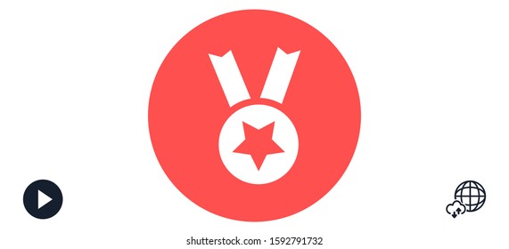 Medal vector icon. Medal for troops badge icon. medal of merit badge. 