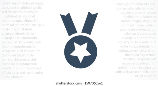 Medal vector icon. Medal for troops badge icon. medal of merit badge. Medal for workers badge icon. 10 EPS flat design.