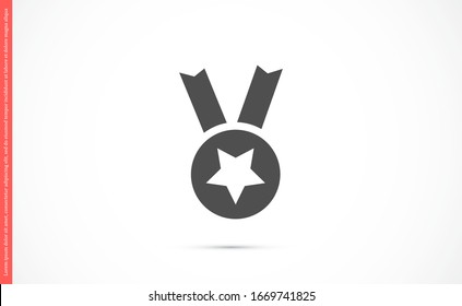 Icono vectorial de medalla. Medalla por el icono de la insignia de las tropas. medalla de mérito. Icono de medalla para la insignia de los trabajadores. Diseño plano de 10 EPS.