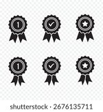 Medal vector icons. Verified badge with check mark. Approved or certified medal icon. Certified badge. Approval badge symbols. Approval icon set.  eps 10