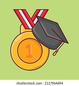 medal Vector illustration isolated on a transparent background. vector line flat icons for concept or web graphics.