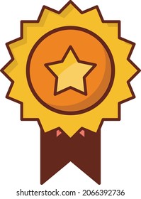 medal Vector illustration on a transparent background. Premium quality symbols.Vector line flat color icon for concept and graphic design.