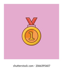 medal Vector illustration on a transparent background. Premium quality symbols.Vector line flat color icon for concept and graphic design.