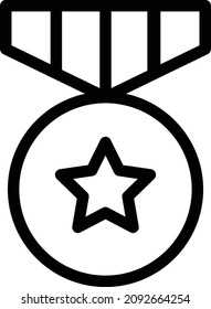 ilustración del vector de medalla en un fondo transparente. Símbolos de calidad premium. Icono vectorial de trazo para el concepto y diseño gráfico.