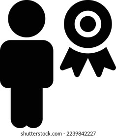 ilustración del vector de medalla en un fondo transparente. Símbolos de calidad superior. Iconos vectoriales de glifos para diseño de conceptos y gráficos.