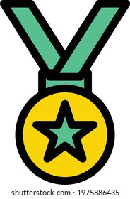 medal vector line colour icon