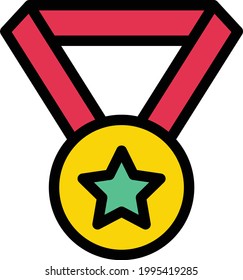 icono de color de línea de vector de medalla