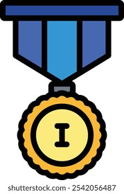 Línea de Vector de medalla llena de diseño de iconos