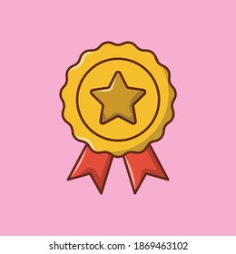 medal vector line flat icon