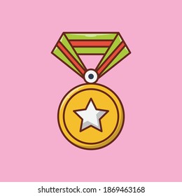 medal vector line flat icon