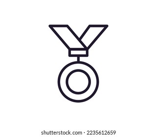 Medal vector line icon. Premium quality logo for web sites, design, online shops, companies, books, advertisements. Black outline pictogram isolated on white background 