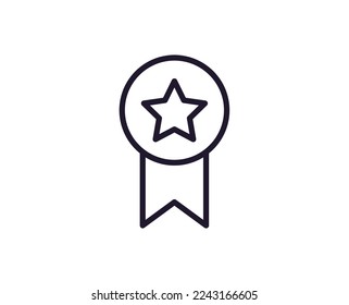 Medal vector line icon. Premium quality logo for web sites, design, online shops, companies, books, advertisements. Black outline pictogram isolated on white background 