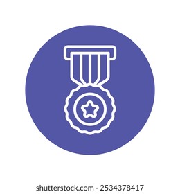 Ícone Design do Círculo do Contorno do Vetor de Medalhas. Símbolo de prêmios no fundo branco EPS 10 Arquivo