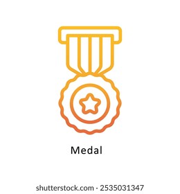 Ícone Design do Gradiente do Contorno do Vetor de Medalhas. Símbolo de prêmios no fundo branco EPS 10 Arquivo