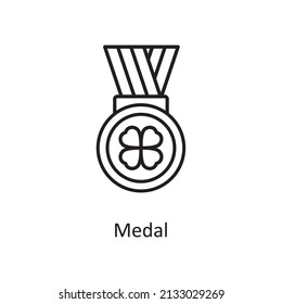 Ilustración de diseño del icono de contorno del vector de medalla. Símbolo del Día de San Patricio sobre archivo EPS 10 de fondo blanco