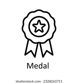 Medal  Vector outline Icon Design illustration. Education Symbol on White background EPS 10 File