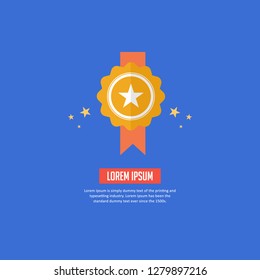 Medal vector set. Gold medal, bronze medal. Medal icon in flat design