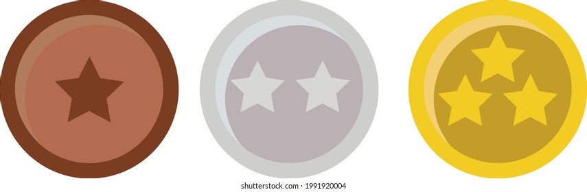 Medal vector set. Gold medal, silver medal, bronze medal. 