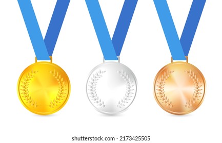 Medal vector set. Gold medal, silver medal, bronze medal