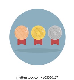 Medal vector set. Icon in flat style.