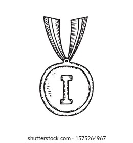 medal for victory sketch isolated vector